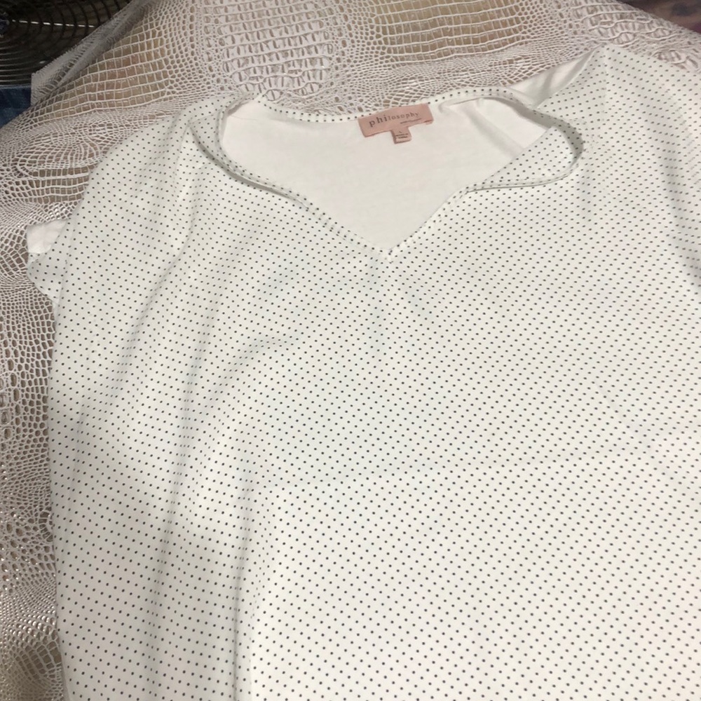 Black and white polka dot blouse